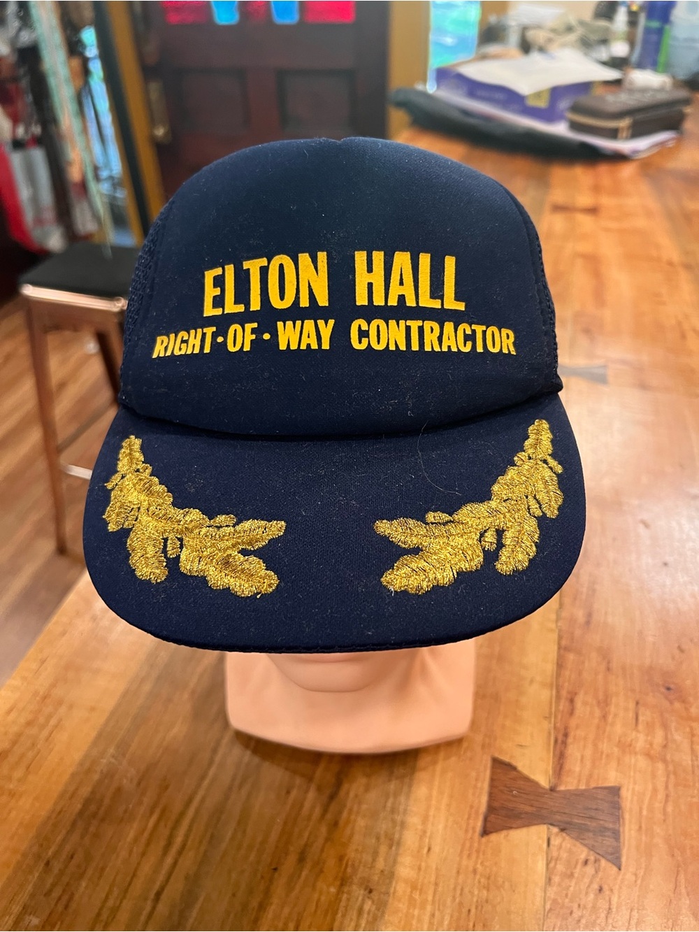 Elton Hall Navy Right-of-Way Contractor Cap with Gold Embroidery